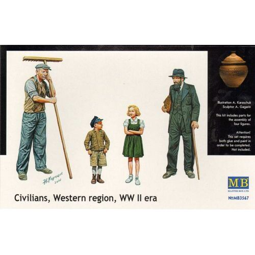 Master Box 1/35 Civilians, Western region, WW II era Plastic Model Kit