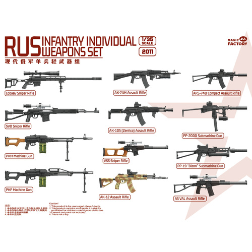 Magic Factory 1/35 RUS Infantry Individual Weapons Set Plastic Model Kit