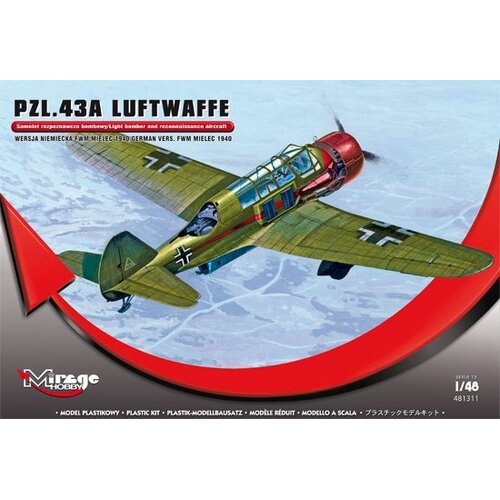 Mirage 1/48 PZL 43A LUFTWAFFE (Light bomber and reconnaissance aircraft) Plastic Model Kit