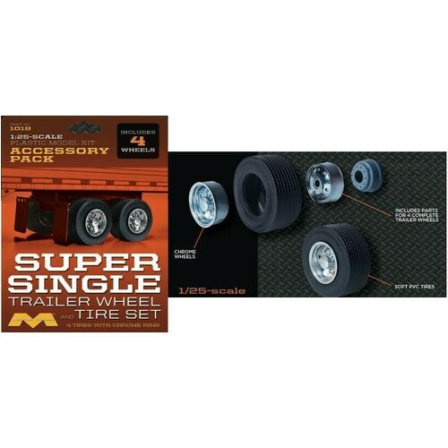 Moebius 1/25 Super Single Trailer Wheel & Tire Set Plastic Model Kit