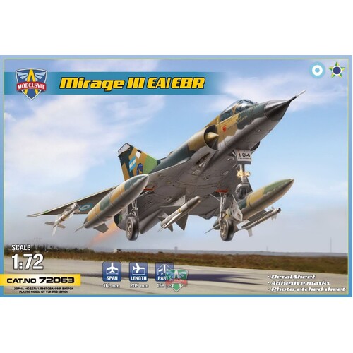 ModelSvit 1/72 Mirage IIIEA/EBR (6 camo schemes) Plastic Model Kit