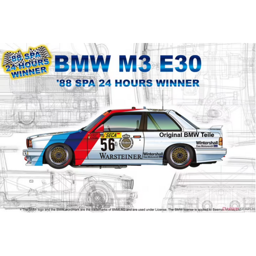 NuNu 1/24 BMW M3 E30 Spa 24h winner 1988 Plastic Model Kit