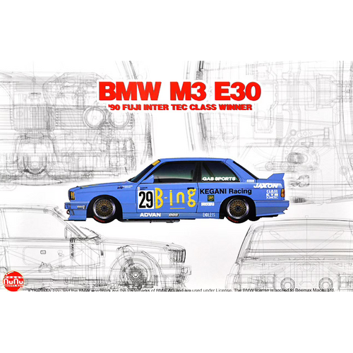 NuNu 1/24 BMW M3 E30 JTC '1990 InterTEC class winner Plastic Model Kit