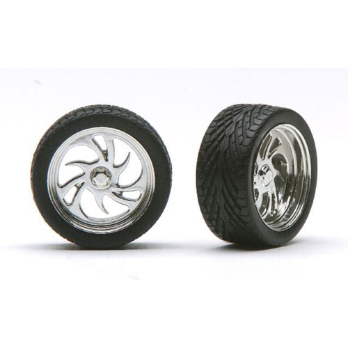 Pegasus 1/24 "Diablo's" Rims W/Tires Chrome for Scale Models [1246]