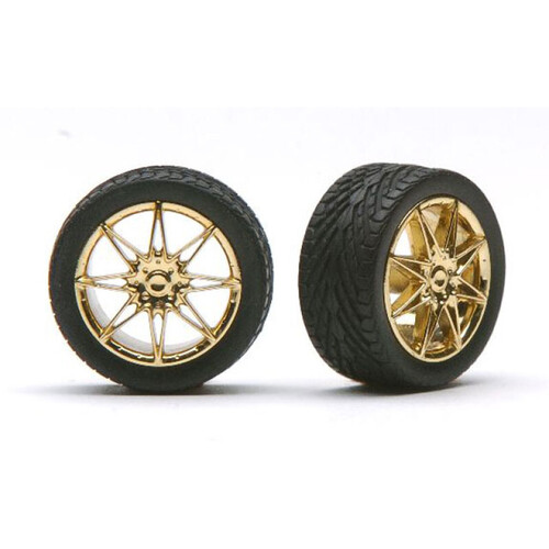 Pegasus 1/24 "Diamante's" Rims W/Tires Gold for Scale Models [1256]