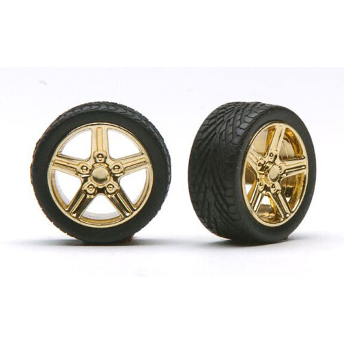 Pegasus 1/24 "Belagio's" Rims W/Tires Gold for Scale Models [1264]