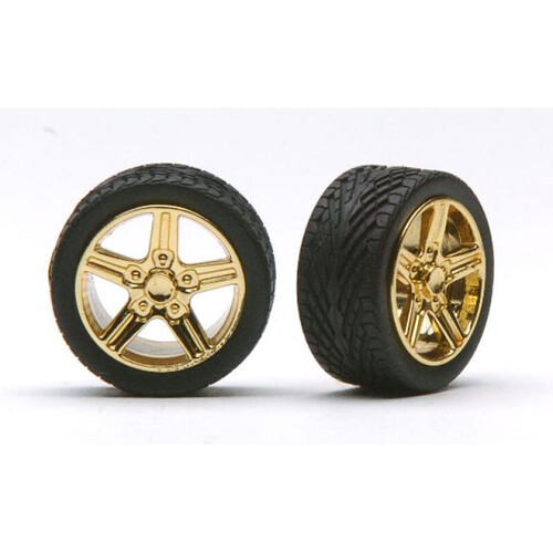 Pegasus 1/24 "Irok's" Rims W/Tires Gold for Scale Models [1268]