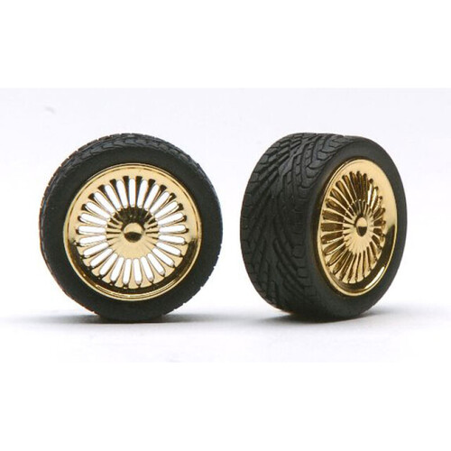 Pegasus 1/24 "Apollo's" Rims W/Tires Gold for Scale Models [1272]