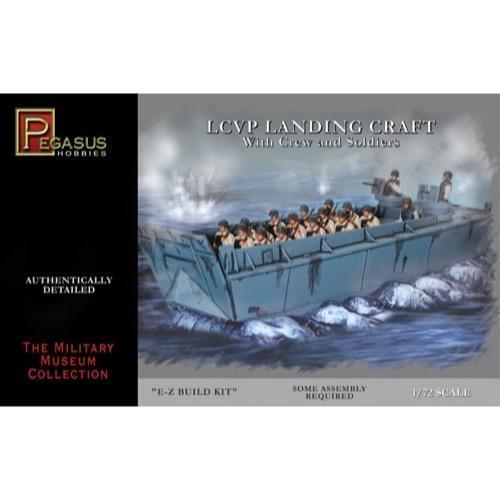 Pegasus 1/72 LCVP Landing Craft with Soldiers Plastic Model Kit [7650]