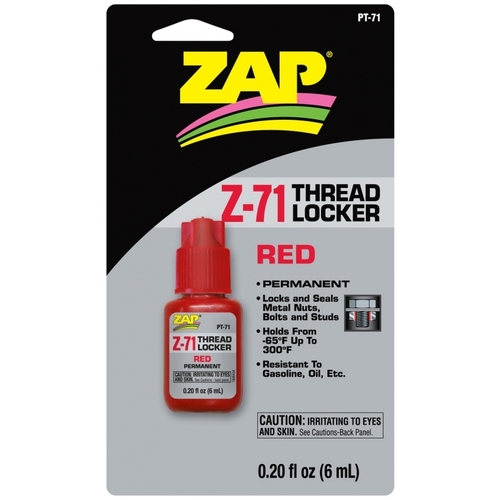 Zap-A-Gap Z-71 Red Threadlocker (Permanent Strength) .2oz/6ml