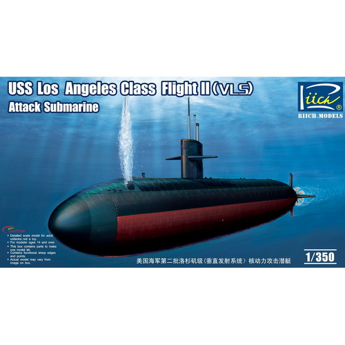 Riich Models 1/350 USS Los Angeles Class Flight II (VLS) Attack Submarine Plastic Model Kit