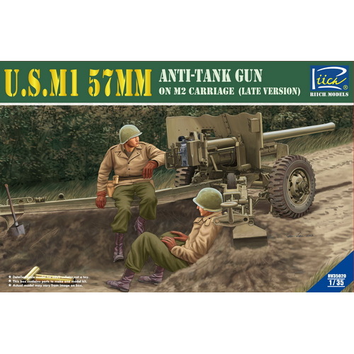 Riich Models 1/35 U.S.M1 57mm Anti-tank Gun on M2 carriage (Late Version) Plastic Model Kit