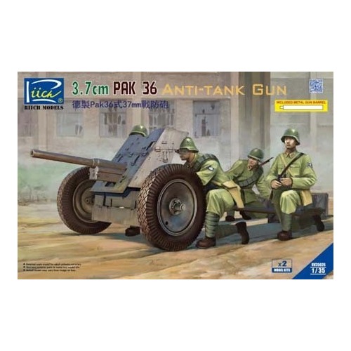 Riich Models 1/35 German 3.7 cm Pak 36 Anti-Tank Gun w/Metal gun barrel (2 models per box)