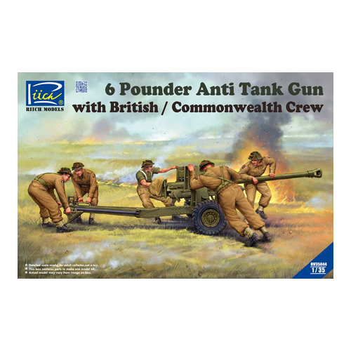 Riich Models 1/35 6 Pounder Infantry Anti-tank Gun w/British Commonwealth Crews (5 Figures)