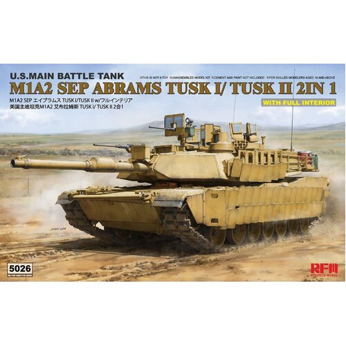 Ryefield 1/35 M1A2 tusk I/ tusk II w/full interior Plastic Model Kit