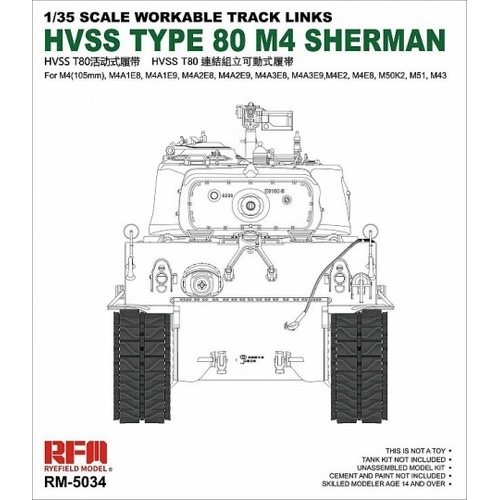 Ryefield 1/35 Hvss t80-track for M4 Sherman Plastic Model Kit