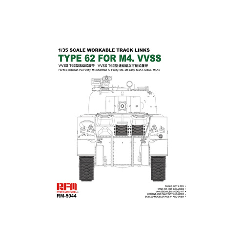 Ryefield Workable track links for British Sherman VC Firefly, M3, M4A1, M4A4, M4