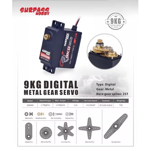 Surpass 9KG S0900M Metal gear servo