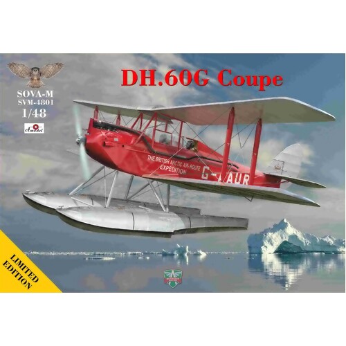 Sova-M 1/48 DH.60G Coupe (British Polar expedition) + beaching trolley Plastic Model Kit