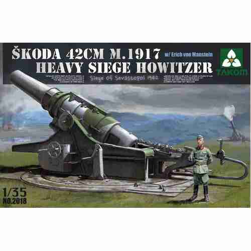 Takom 1/35 Škoda 42cm M.1917 Heavy Siege Howitzer with Erich von Manstein Plastic Model Kit [2018]