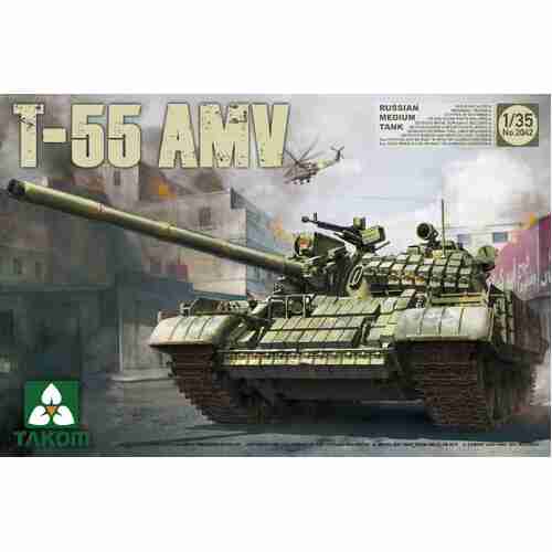 Takom 1/35 Russian Medium Tank T-55 AMV Plastic Model Kit