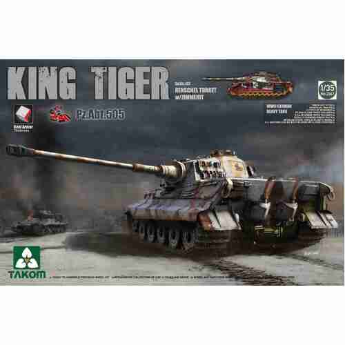 Takom 1/35 WWII German Heavy Tank Sd.Kfz.182 King Tiger Henschel Turret w/Zimmerit and interior [Pz.Abt.505 special edition] Plastic Model Kit