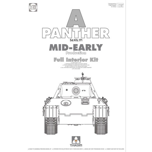 Takom 1/35 WWII German medium Tank Sd.Kfz.171 Panther A mid-early w/ full interior Plastic Kit