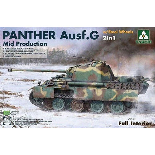 Takom 1/35 WWII German Panther Ausf.G Mid production w/ Steel Wheels 2 in 1 Plastic Model Kit