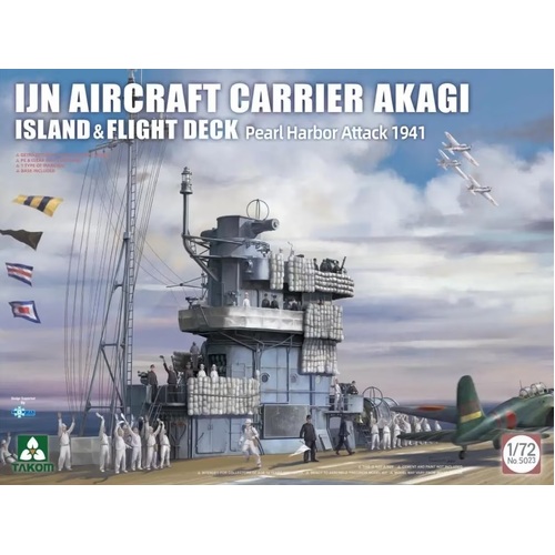 Takom 1/72 IJN AIRCRAFT CARRIER AKAGI ISLAND & FLIGHT DECK Pearl Harbor Attack 1941 Plastic Model Kit