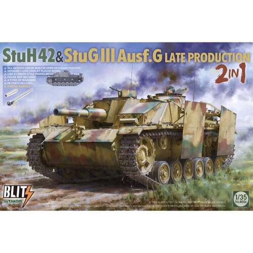 Takom 1/35 StuH42 & StuG III Ausf.G Late Prodution 2 in 1 Plastic Model Kit