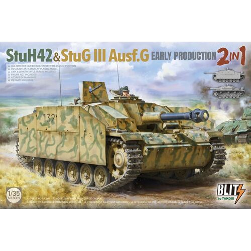 Takom 1/35 StuH 42 & StuG III Ausf.G Early Production 2 in 1 Plastic Model Kit [8009]