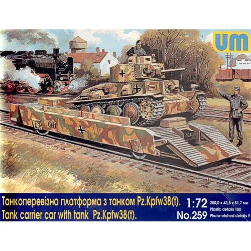 Unimodels 1/72 Tank carrier car with tank Pz.Kpfw 38 (t)    Plastic Model Kit