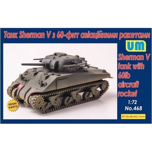 Unimodels 1/72 Sherman V tank with 60lb aircraft rocket Plastic Model Kit