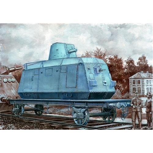 Unimodels 1/72 Armor.car DTR-casemate on railway Plastic Model Kit