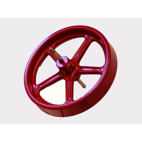 Wilesco Flywheel. 100 mm Diameter. Red. With Axle (D21)