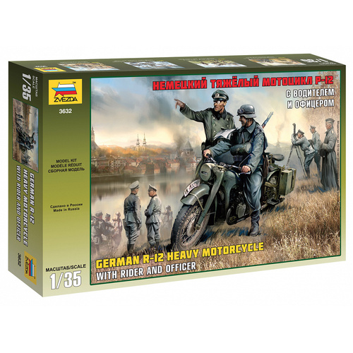 Zvezda 1/35 German WWII single Motorcycle R12 Plastic Model Kit