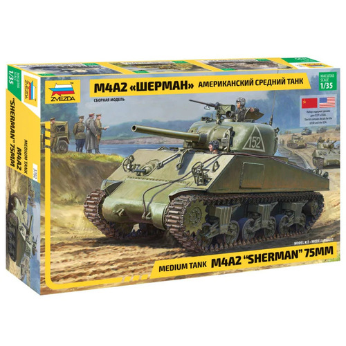 Zvezda 1/35 M4A2 Sherman (75mm) Medium US tank WWI Plastic Model Kit