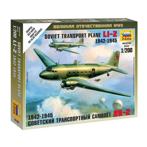 Zvezda 1/200 Li-2 Soviet Transport Plane Plastic Model Kit