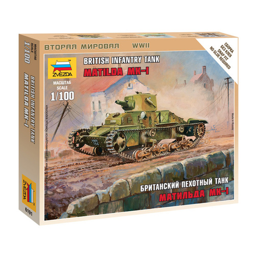 Zvezda 1/100 British Light Tank "Matilda Mk I" Plastic Model Kit