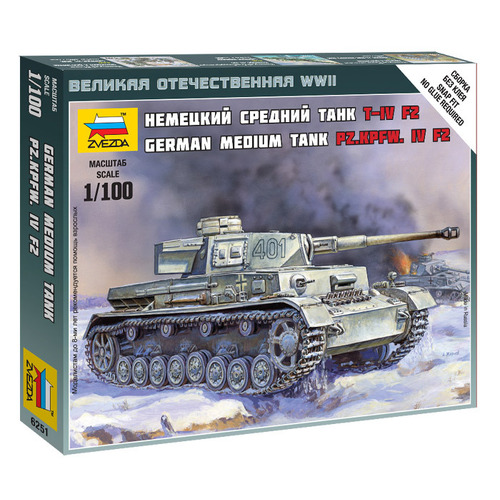 Zvezda 1/100 Panzer IV Ausf. F2 Plastic Model Kit