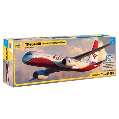 Zvezda 1/144 Tupolev TU - 204-100 Plastic Model Kit